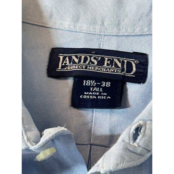 Lands' End 18-1/2 / 38 Tall LS No Iron Oxford Dress Shirt blue french cuffs - Picture 2 of 7